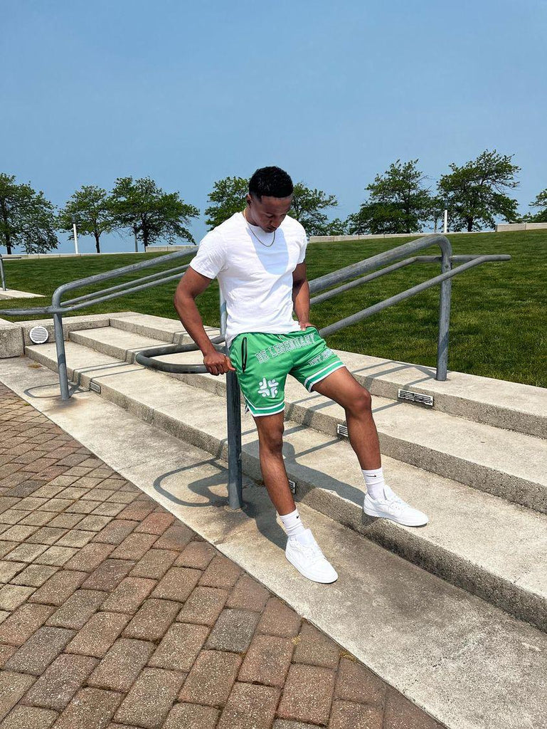 BMC Green "Be Legendary" Mesh Shorts - Black Mentality Clothing