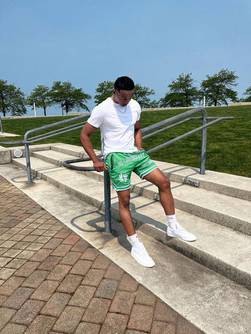 BMC Green "Be Legendary" Mesh Shorts - Black Mentality Clothing