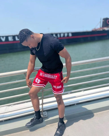 BMC Red "Be Legendary" shorts - Black Mentality Clothing