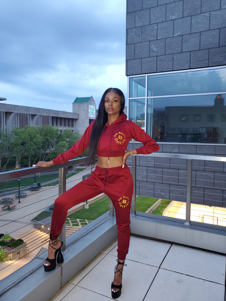 BMC Women Burgundy Jogging Suit - Black Mentality Clothing