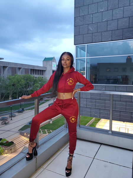 BMC Burgundy Cropped Jogging Suit – Black Mentality Clothing