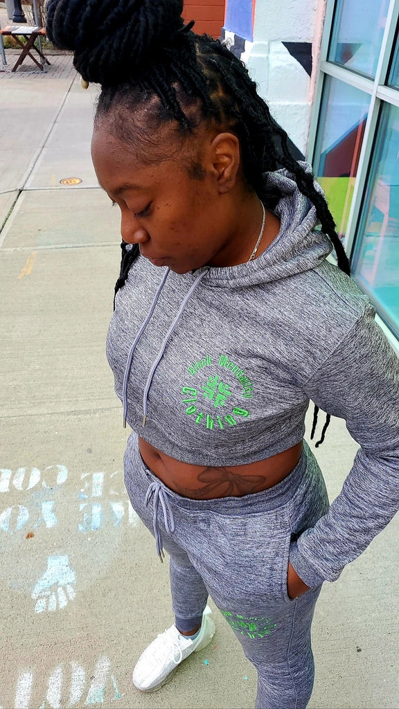 BMC Women Gray Cropped Jogging Suit - Black Mentality Clothing