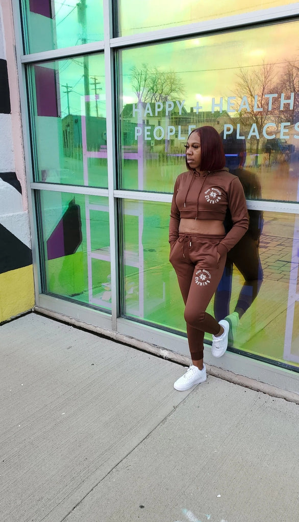 BMC Melanin Cropped Jogging Suit - Black Mentality Clothing