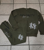 Load image into Gallery viewer, BMC Elite Olive Green Crewneck Set - Black Mentality Clothing
