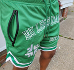 Load image into Gallery viewer, BMC &quot;Be Legendary&quot; Green Mesh Shorts - Black Mentality Clothing
