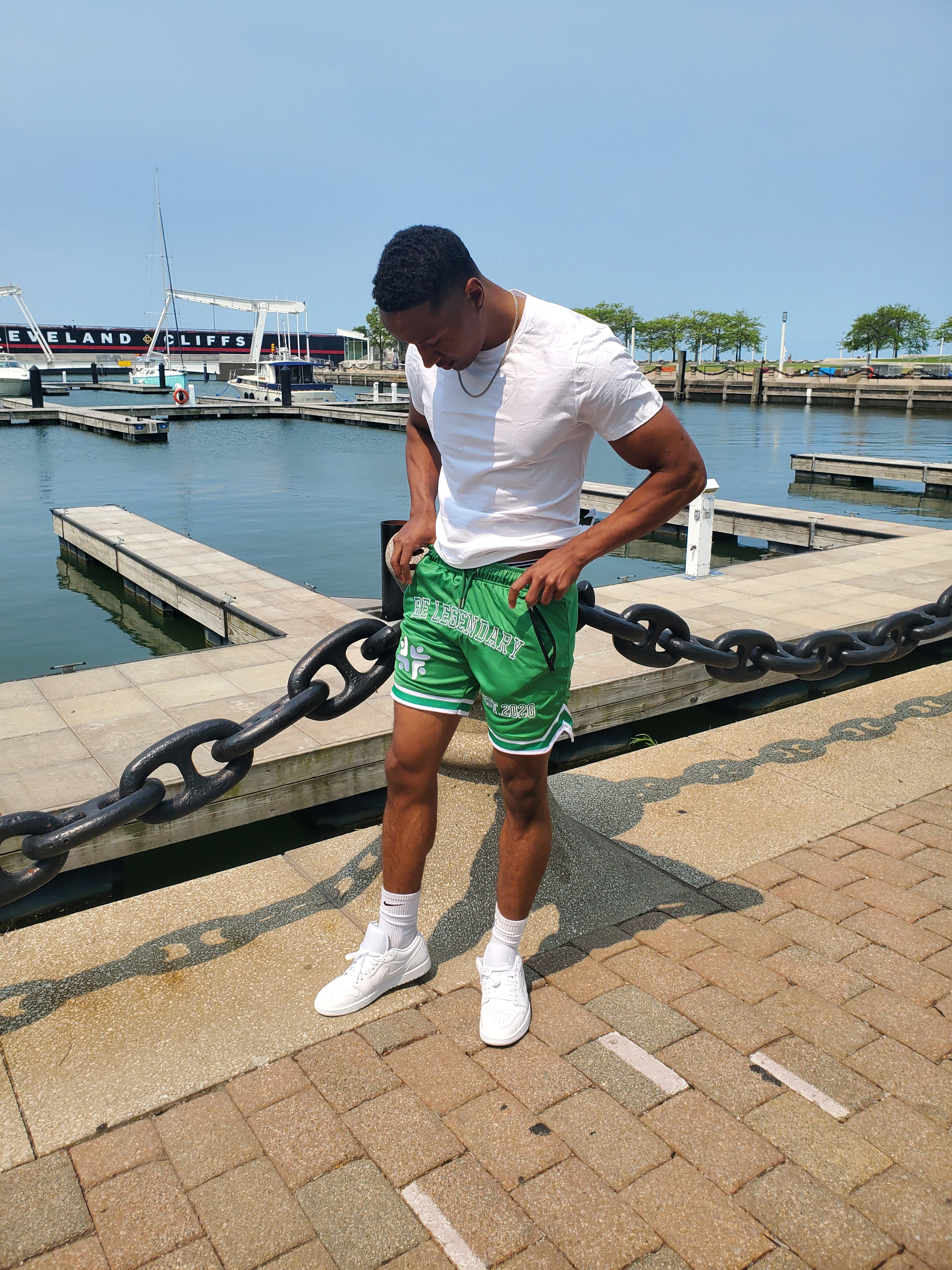 BMC Green "Be Legendary" Mesh Shorts - Black Mentality Clothing