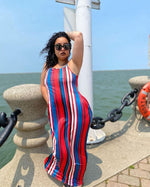 Load image into Gallery viewer, BMC Multi-colored Striped Maxi-Dress with Pockets - Black Mentality Clothing
