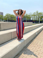Load image into Gallery viewer, BMC Multi-colored Striped Maxi-Dress with Pockets - Black Mentality Clothing
