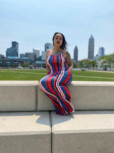 BMC Multi-colored Striped Maxi-Dress with Pockets - Black Mentality Clothing