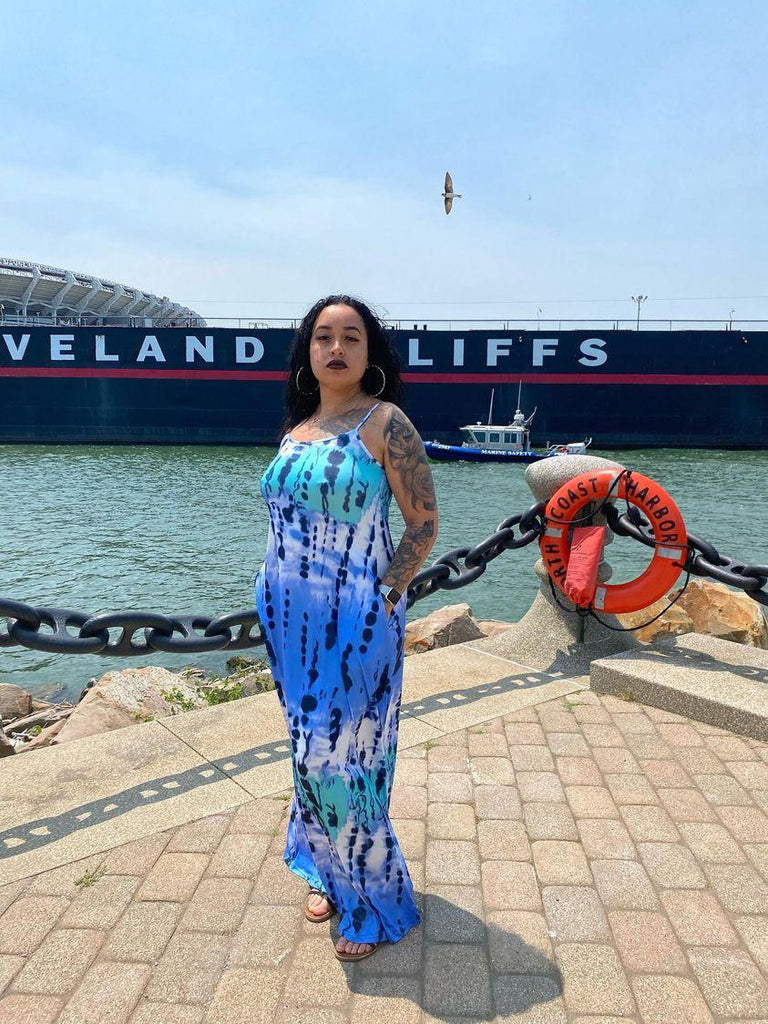 BMC Blue Tie Dye Maxi-Dress with Pockets Black Mentality Clothing BMC Blue Tie Dye Maxi-Dress with Pockets Black Mentality Clothing