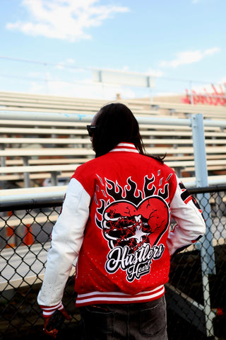 Hustlers Heart Varsity Jacket - Black Mentality Clothing