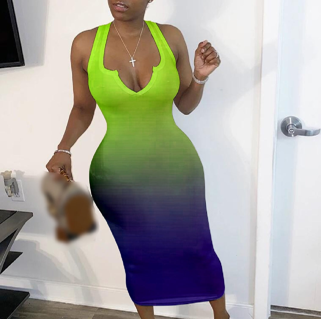 BMC Slime Gradient Maxi Dress - Black Mentality Clothing