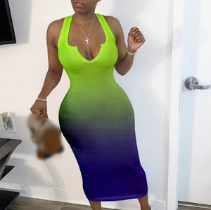 BMC Slime Gradient Maxi Dress - Black Mentality Clothing