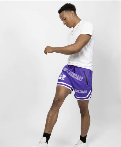 BMC Purple "Be Legendary" Mesh Shorts - Black Mentality Clothing