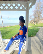 Load image into Gallery viewer, Classic Blue/Orange Contrast Tracksuit - Black Mentality Clothing
