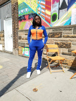 Load image into Gallery viewer, Classic Blue/Orange Contrast Tracksuit - Black Mentality Clothing

