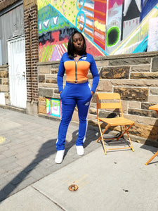 Classic Blue/Orange Contrast Tracksuit - Black Mentality Clothing