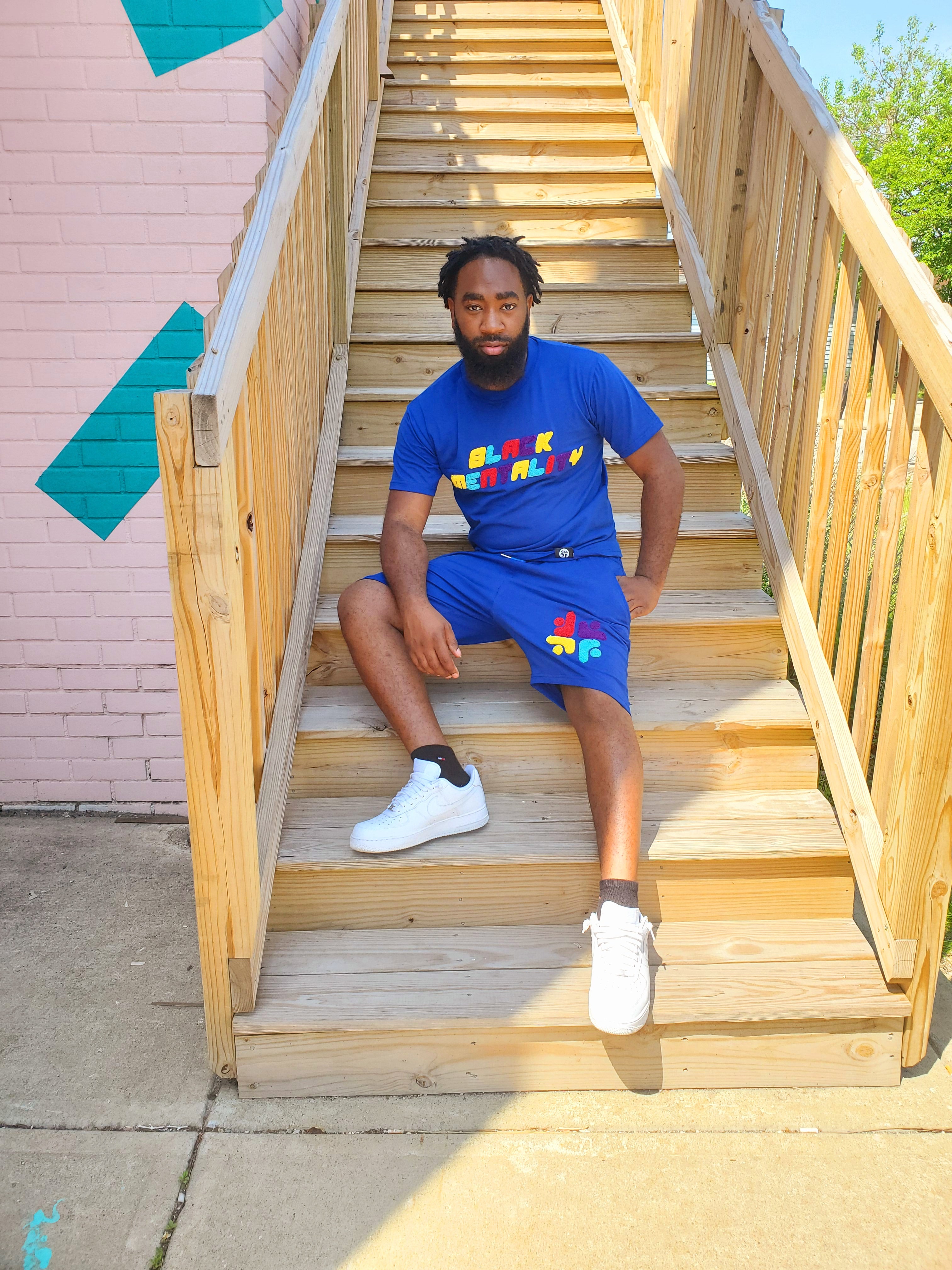 The Royal Black Mentality Shorts Set (Blue) - Black Mentality Clothing
