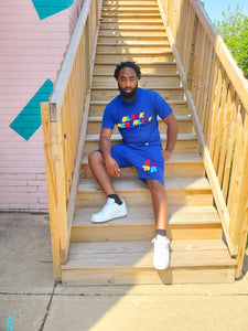 The Royal Black Mentality Shorts Set (Blue) - Black Mentality Clothing