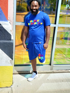 The Royal Black Mentality Shorts Set (Blue) - Black Mentality Clothing