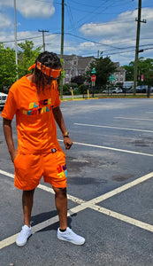 Orange Black Mentality Shorts Set - Black Mentality Clothing