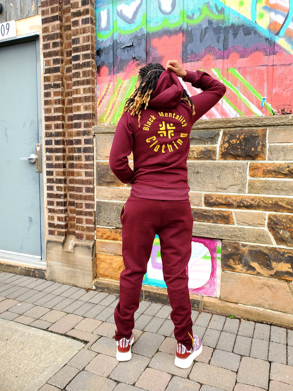 BMC Burgundy Jogging Suit - Black Mentality Clothing