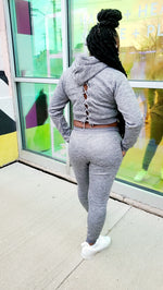 Load image into Gallery viewer, BMC Women Gray Cropped Jogging Suit - Black Mentality Clothing
